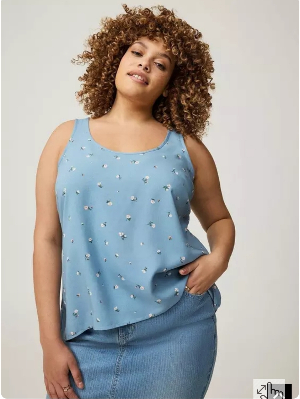 torrid Sky Blue Floral Scoop Neck Camisole
